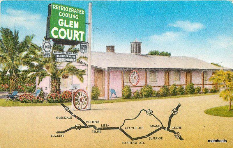 1950s Guest Court roadside Glendale Arizona Motel Contract postcard 10465