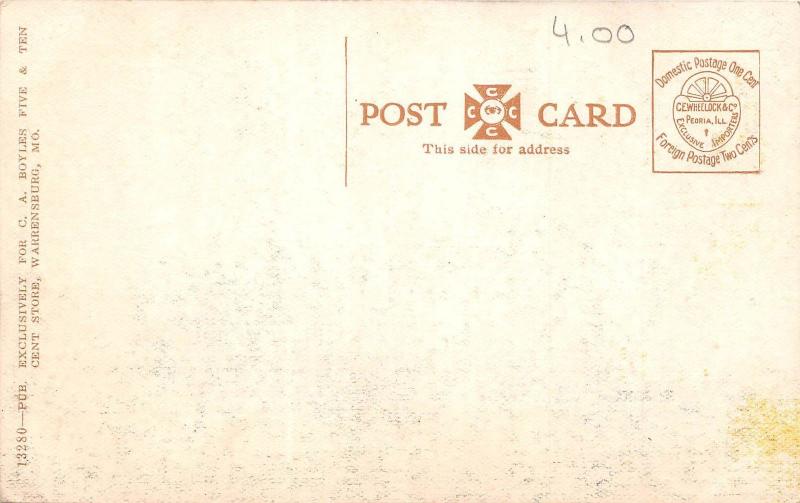 C19/ Warrensburg Missouri Mo Postcard c1910 First Presbyterian Church Building