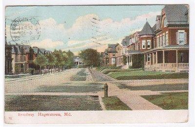 Broadway Hagerstown Maryland 1907 postcard