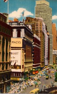 New York City Looking North On Broadway From 34th Street 1954