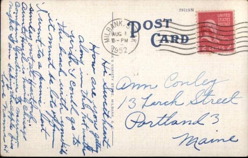 Milbank SD Library LInen Postcard