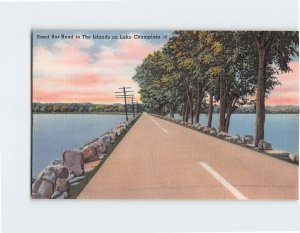 Postcard Sand Bar Road to The Islands on Lake Champlain, Vermont