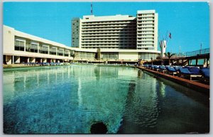 Vtg Miami Beach Florida FL Deauville Hotel Swimming Pool View 1960s Postcard