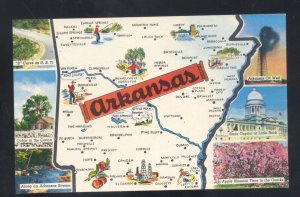 ARKANSAS STATE MAP VINTAGE POSTCARD