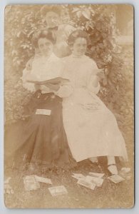 Flint Osceola MI Ladies Reading Post Cards RPPC Baumgardner Family Postcard P28