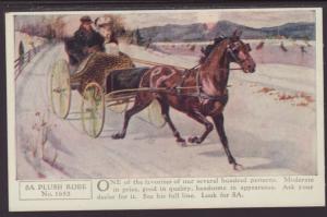 Plush Robe,Horse Carriage,Advertising Postcard