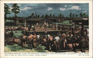 GULFPORT MS Outdoor Boxing Arena BOXERS Old MILITARY Postcard