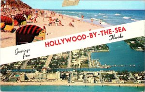 Greetings From Hollywood-By-The-Sea Florida Beach & Aerial Views Postcard