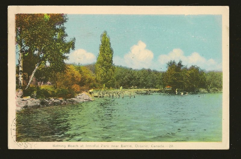 Postmarked 1947 Thornton Ont Innisful Park Beach Barrie Ontario Color Postcard