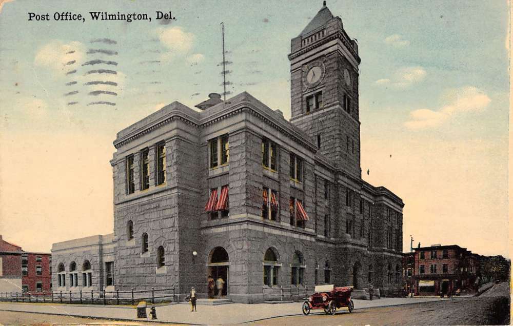 Wilmington Delaware Post Office Street View Antique Postcard K33483