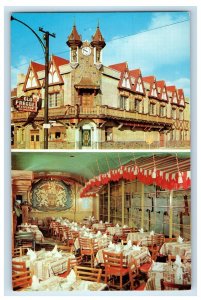 c1950's Old Prague Restaurant And Dining Room Clock Cicero Illinois IL Postcard