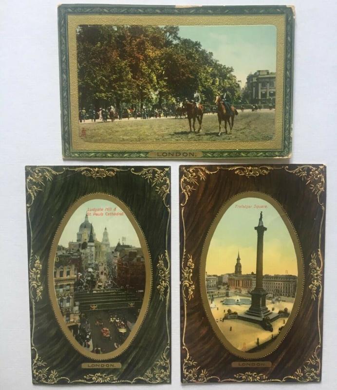 UK London Set Of 3 Trafalgar Square Ludgate Hill St Pauls Cathedral  LOT 01.56