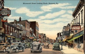 Newport Kentucky KY Monmouth Street Coca Cola Ad Vintage Postcard
