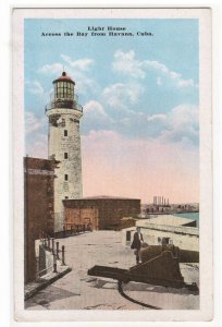 Lighthouse across Bay from Havana Cuba 1920c postcard