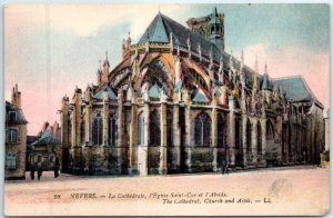 Postcard - The Cathedral, Church and Aspis - Nevers, France