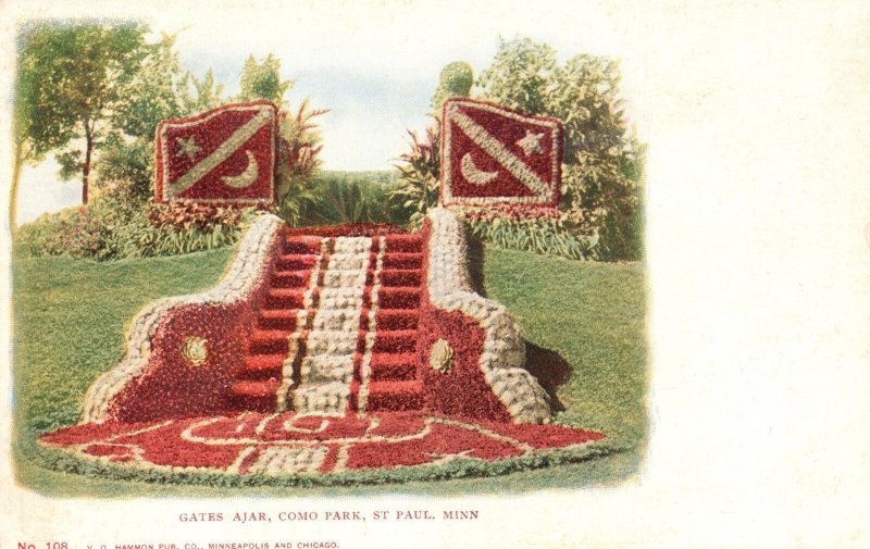 Vintage Postcard Entrance Gates Ajar Como Park Garden St. Paul Minnesota MN