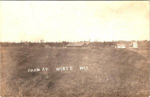 RPPC, Winter, WI Wisconsin ?  FARM SCENE Sawyer County VINTAGE Photo Postcard