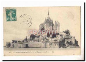 Le Mont Saint Michel Old Postcard The ramparts eet the & # 39abbaye