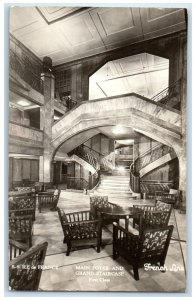 France RPPC Photo Postcard Main Foyer Grand Staircase SS Ile De France c1950's