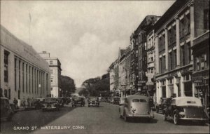 WATERBURY CT Grand Street Scene OLD CARS Old Postcard