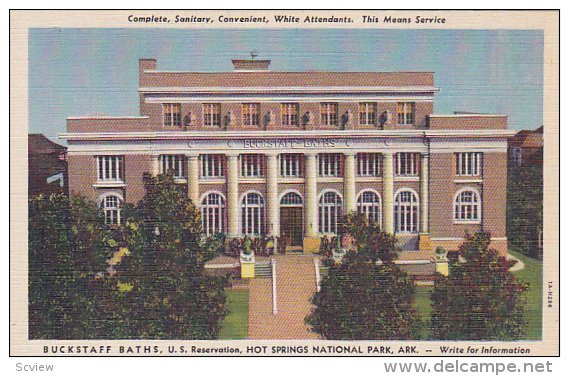 Buckstaff Baths, U.S. Reservation, HOT SPRINGS, Arkansas, 30-40's