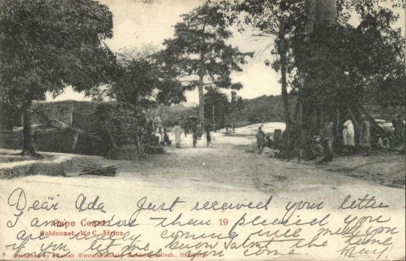 ghana, Gold Coast, CAPE COAST, Street Scene Native Houses (1909) Postcard