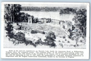 1947 Williamsburg Virginia Postcard Matoaka Lake Jamestown Road Common Glory