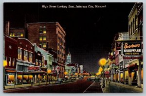 Jefferson City, Missouri Postcard - High Street Looking East