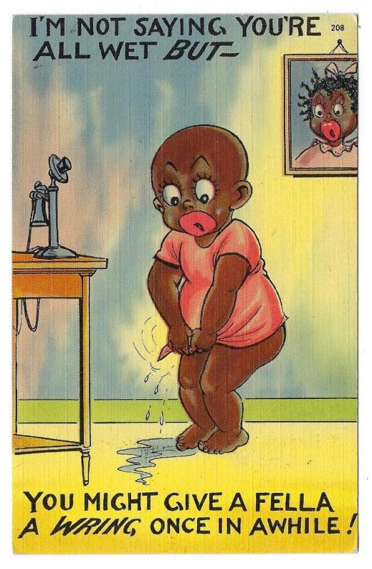 1942 Black Americana Comic Postcard Posted Hot Springs Natl Park, AR (MM136)