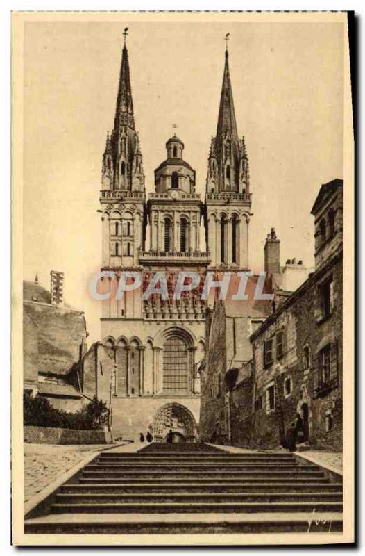 Old Postcard Angers Cathedral and Montee St Maurice