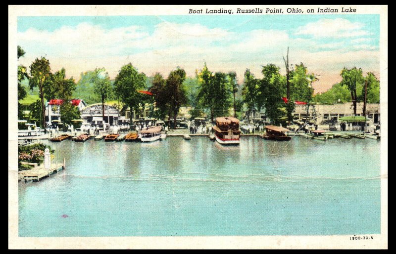 1920s Boat Landing on Indian Lake Russells Point OH Postcard | United ...