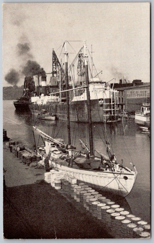 Saint John New Brunswick Canada 1940s Postcard Market Slip Where Loyalist Landed