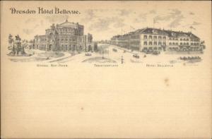 Dresden Germany Hotel Bellevue Panorama c1900 UDB Postcard