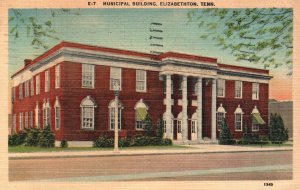 Vintage Postcard 1940's Municipal Building Historic Landmark Elizabethton Tenn.