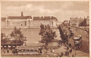 uk13027 county hall and westminster bridge london real photo uk tramway bus