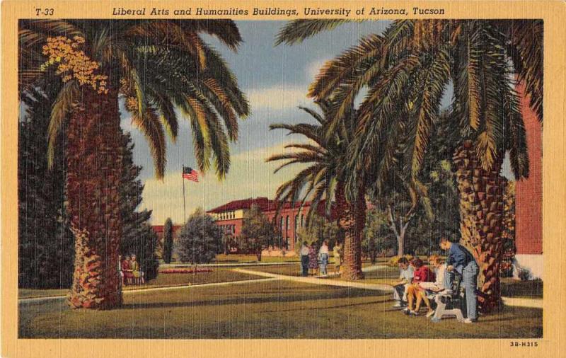 Tucson Arizona University Liberal Arts Building Antique Postcard J51288