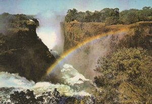 Rhodesia Spectacular Rainbow at Victoria Falls Main Gorge Postcard