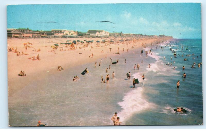 *1960 Beach Scene Surf Swimming Ocean City Maryland MD Vintage Postcard C44