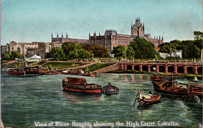 River Hooghly High Court Calcutta India Postcard used 1905 to Limerick Ireland