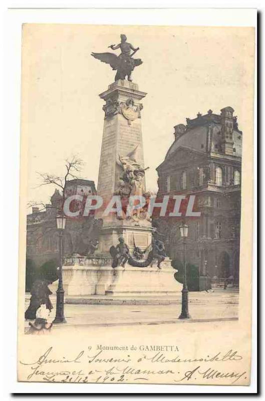 Paris Postcard Old Place de la Republique Gambetta Monument