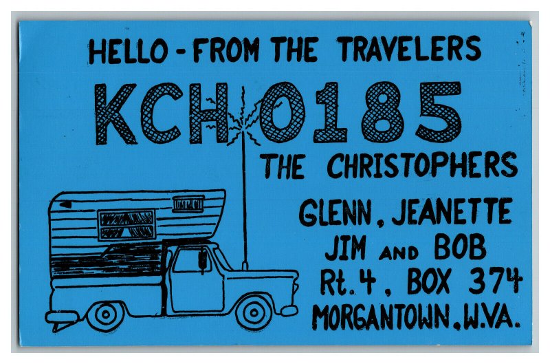 Postcard QSL Radio Card From Morgantown W. VA.  West Virginia KCH 0185