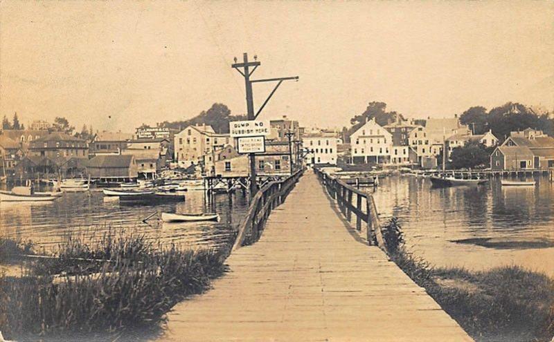 West Boothbay Harbor ME Wooden Foot Bridge Dump No Rubbish  RPPC