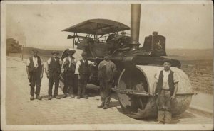 Steamroller Steam Machinery INVICTA Logo c1910 Crisp Real Photo Postcard