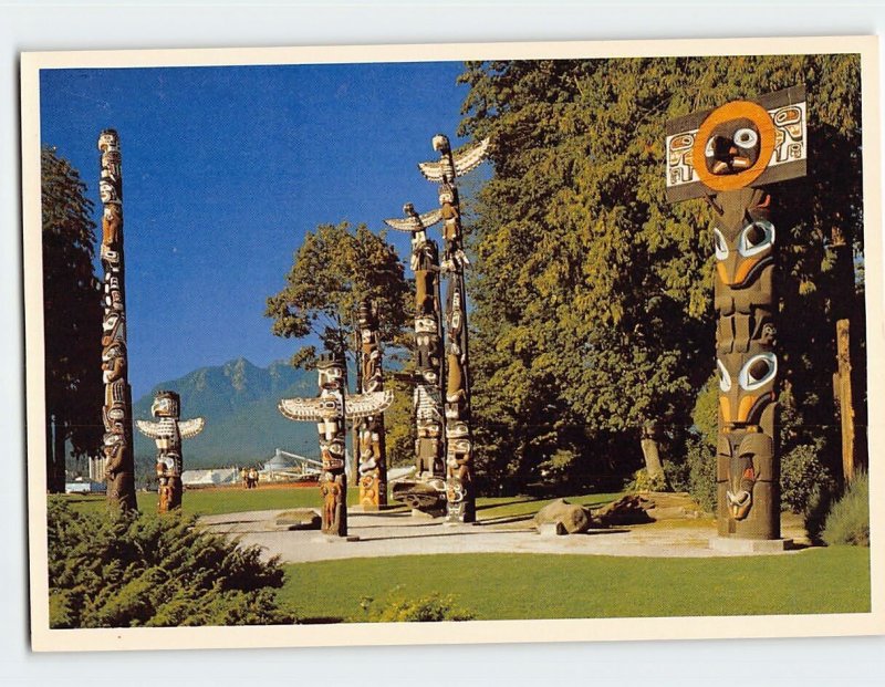 Postcard Totem Poles Stanley Park Vancouver BC Canada