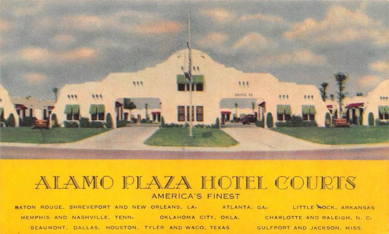 Advertising  ALAMO PLAZA HOTEL COURTS MOTELS  Multi State   ROADSIDE Postcard