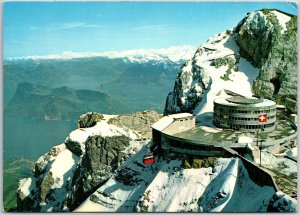 Pilatus Kulm Hotel Bellevue Kriens Switzerland Cliff Hotel Postcard