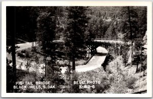 Pig-Tail Bridge Black Hills South Dakota SD Bell Photo Real RPPC Postcard
