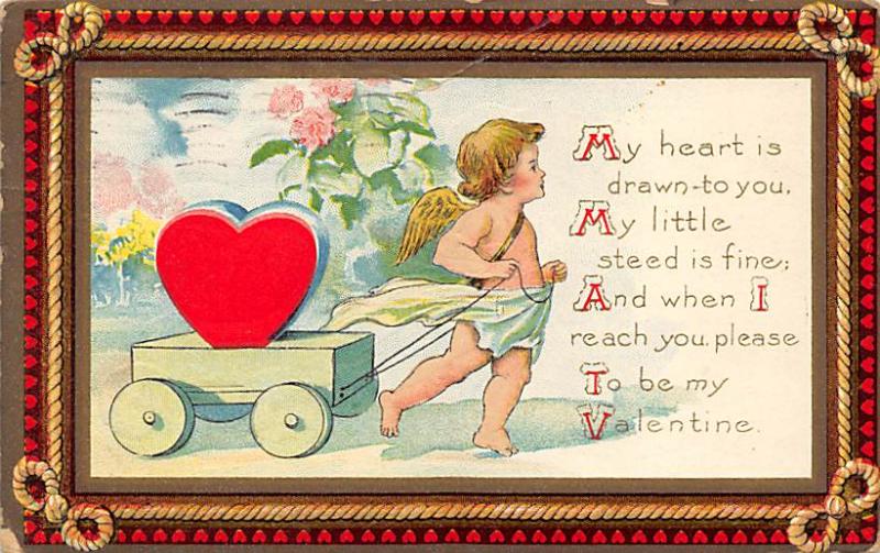 Damaged Valentines Day 1913 postal marking on front