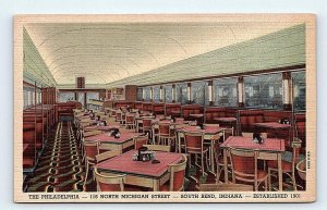 SOUTH BEND, IN Indiana ~ The PHILADELPHIA RESTAURANT c1940s Linen Postcard