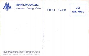 American Airlines DC 6 Plane Passengers Leaving Aircraft 1950s postcard